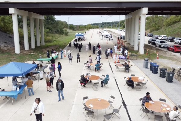 Drone shot of Open Streets @ Innerbelt event, Sept. 10, 2022