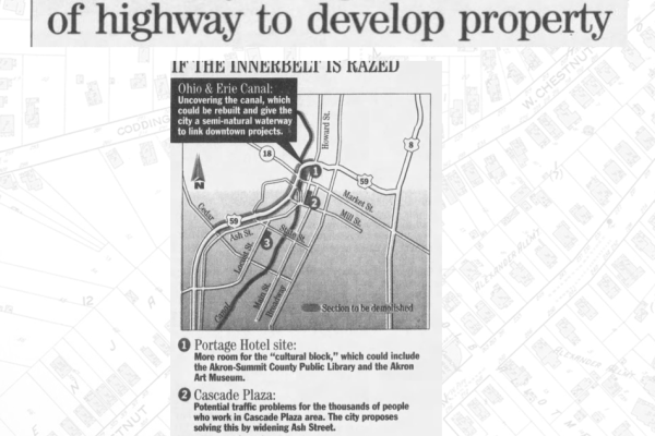 In 1999, Akron Mayor Don Plusquellic urged redevelopment of the Innerbelt. (Photos courtesy of Akron Beacon Journal)